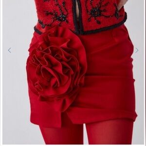 Free People x Tach Fabrizia Wool Blend Flower Rosette Mini Skirt size large NEW